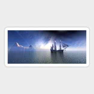 Pirate Ship In blue sky and beautiful calm sea. Sticker